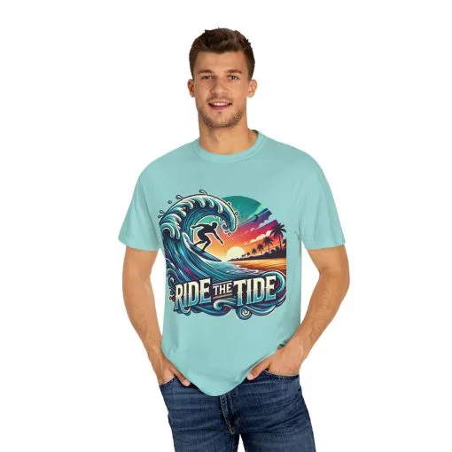 Ride the Tide Unisex Garment-Dyed T-shirt - Surfing Inspired Graphic Tee - Image 11