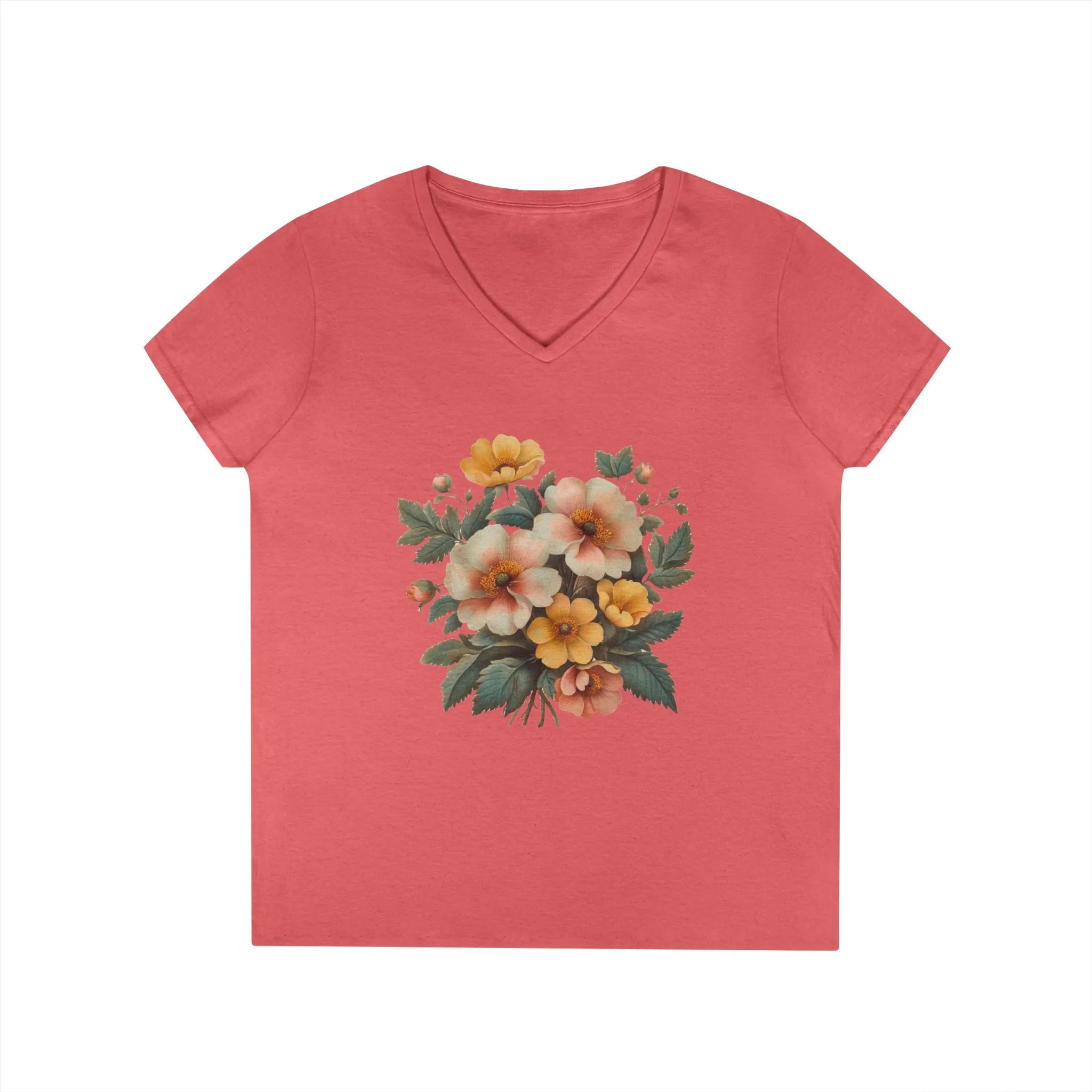 Floral Ladies' V-Neck T-Shirt - Spring Blooms Design - Image 5