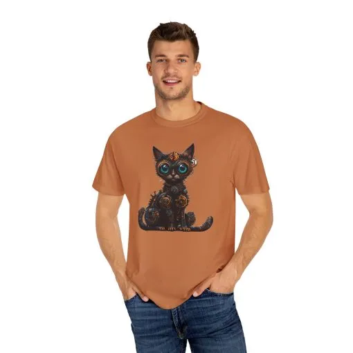 Steampunk Cat Unisex Garment-Dyed T-Shirt - Image 11