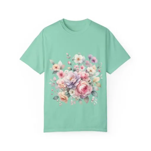 Floral Bliss Unisex Garment-Dyed T-Shirt – Perfect for Spring Celebrations and Everyday Wear - Image 33