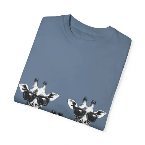 Cool Giraffe Sunglasses Unisex Garment-Dyed T-shirt - Image 22