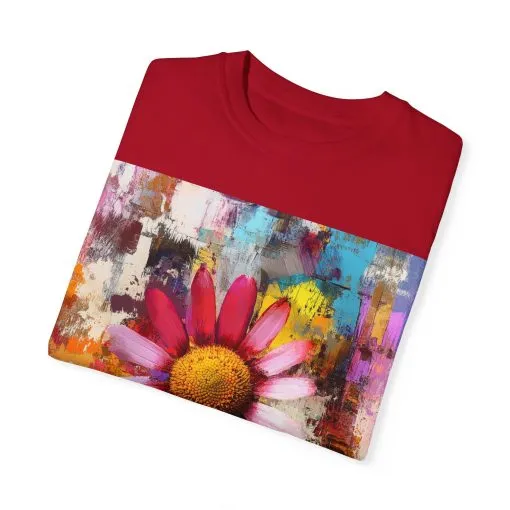 Colorful Floral Art Unisex Garment-Dyed T-Shirt - Image 26
