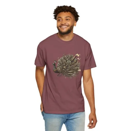 Steampunk Peacock Unisex Garment-Dyed T-Shirt - Image 12