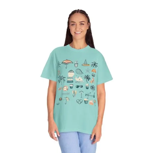 Beach Vibes Unisex Garment-Dyed T-Shirt | Summer Fun Graphic Tee - Image 23