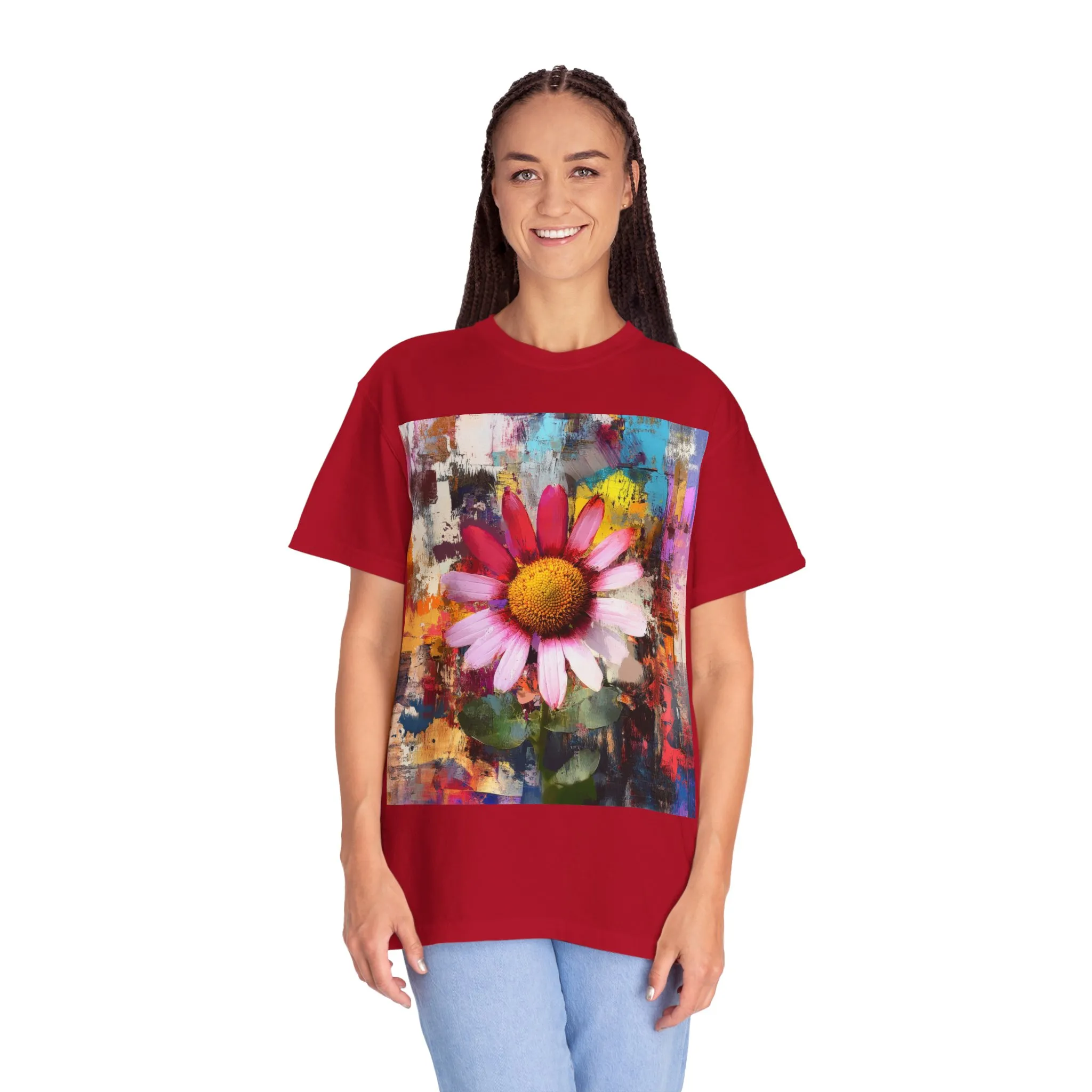 Colorful Floral Art Unisex Garment-Dyed T-Shirt - Image 27