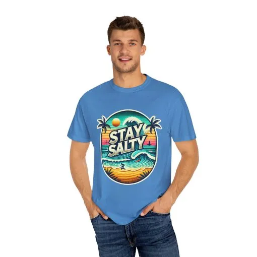 Stay Salty Unisex Garment-Dyed T-Shirt – Perfect for Beach Lovers & Summer Vibes - Image 35