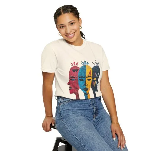 Vibrant Faces Unisex Garment-Dyed T-Shirt - Artistic Expression for Everyday Wear - Image 8