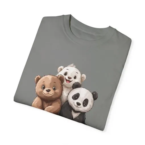 Adorable Bear and Panda Friends Unisex Garment-Dyed T-Shirt - Image 42