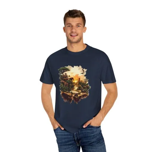 Adventure-Inspired Unisex Garment-Dyed T-Shirt with Nature Scene - Image 31