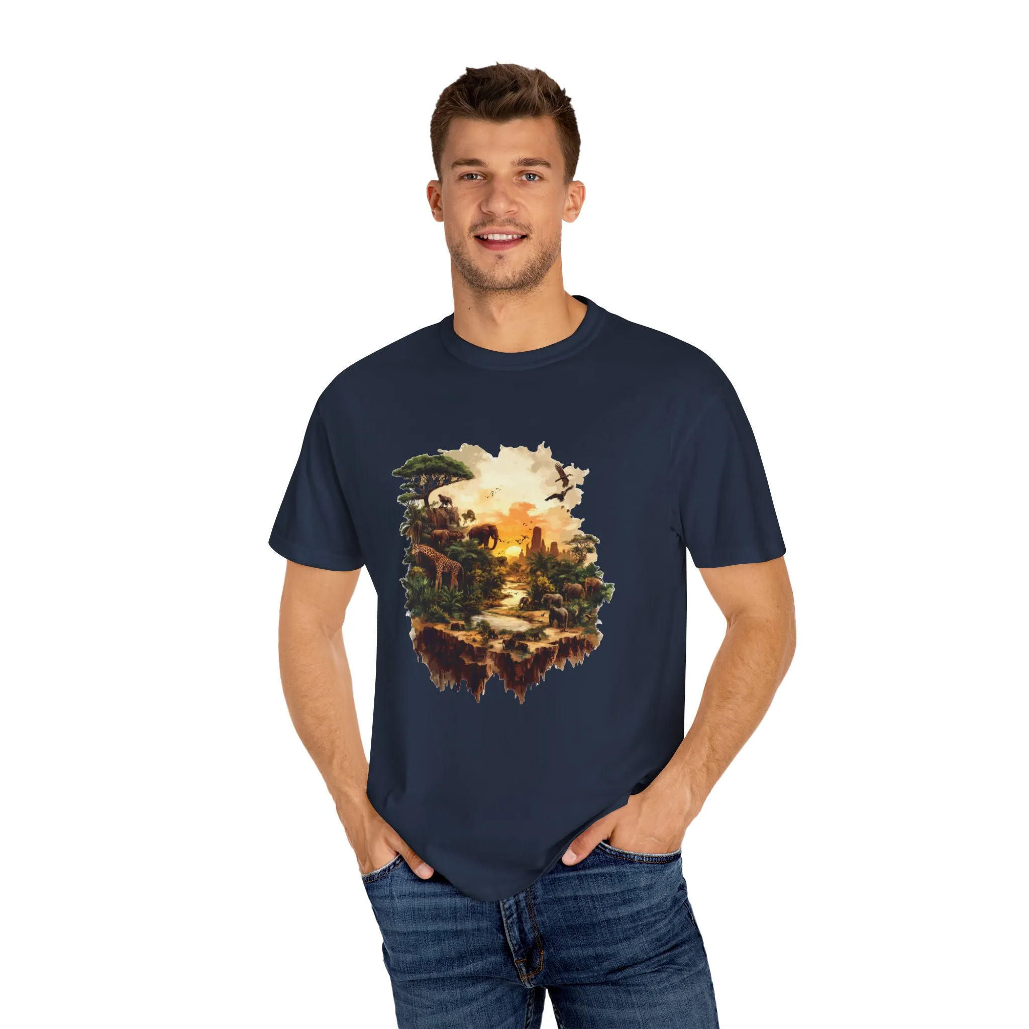 Adventure-Inspired Unisex Garment-Dyed T-Shirt with Nature Scene - Image 31