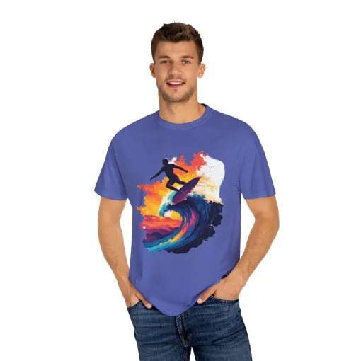 Surfing Sunset Unisex Garment-Dyed T-Shirt - Image 19