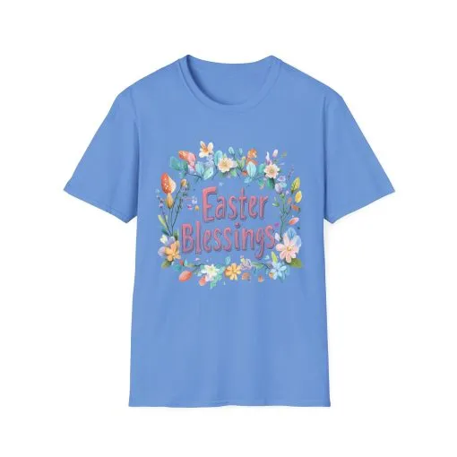 Easter Blessings Unisex Softstyle T-Shirt – Spring Floral Design - Image 31