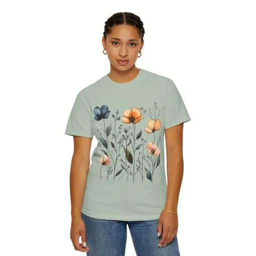 Floral Garden Unisex Garment-Dyed T-Shirt - Eco-Friendly Spring Wear - Image 20