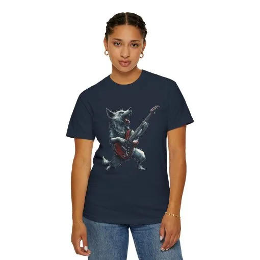 Rocking Wolf Unisex Garment-Dyed T-Shirt - Music Lover's Tee - Image 28