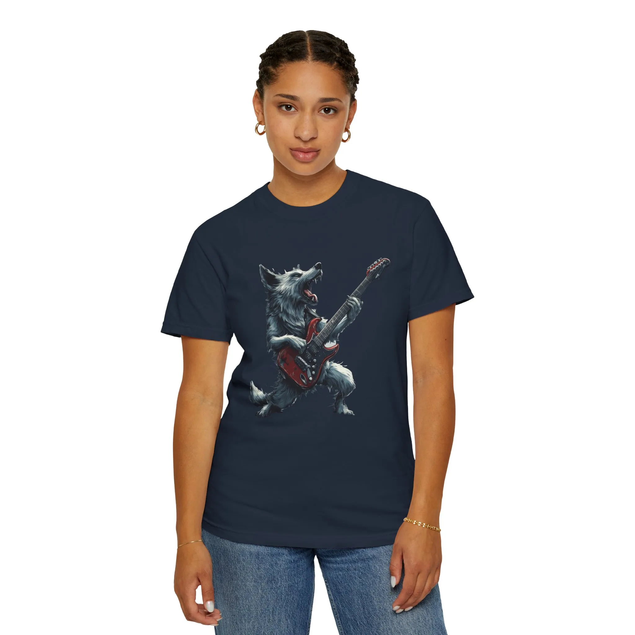 Rocking Wolf Unisex Garment-Dyed T-Shirt - Music Lover's Tee - Image 28