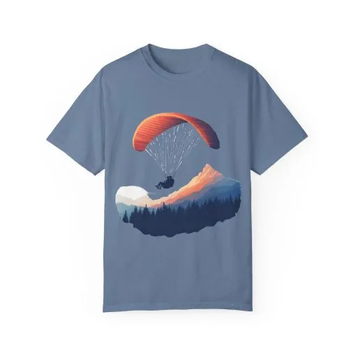 Adventure Awaits Unisex Garment-Dyed T-shirt - Paragliding and Mountain Design - Image 25