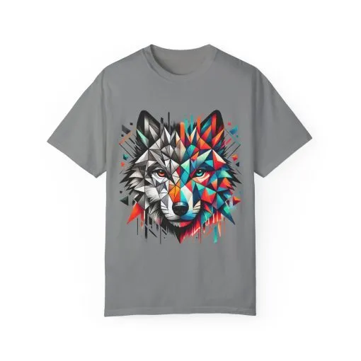 Vibrant Wolf Design Unisex Garment-Dyed T-Shirt - Colorful Art Tee - Image 20