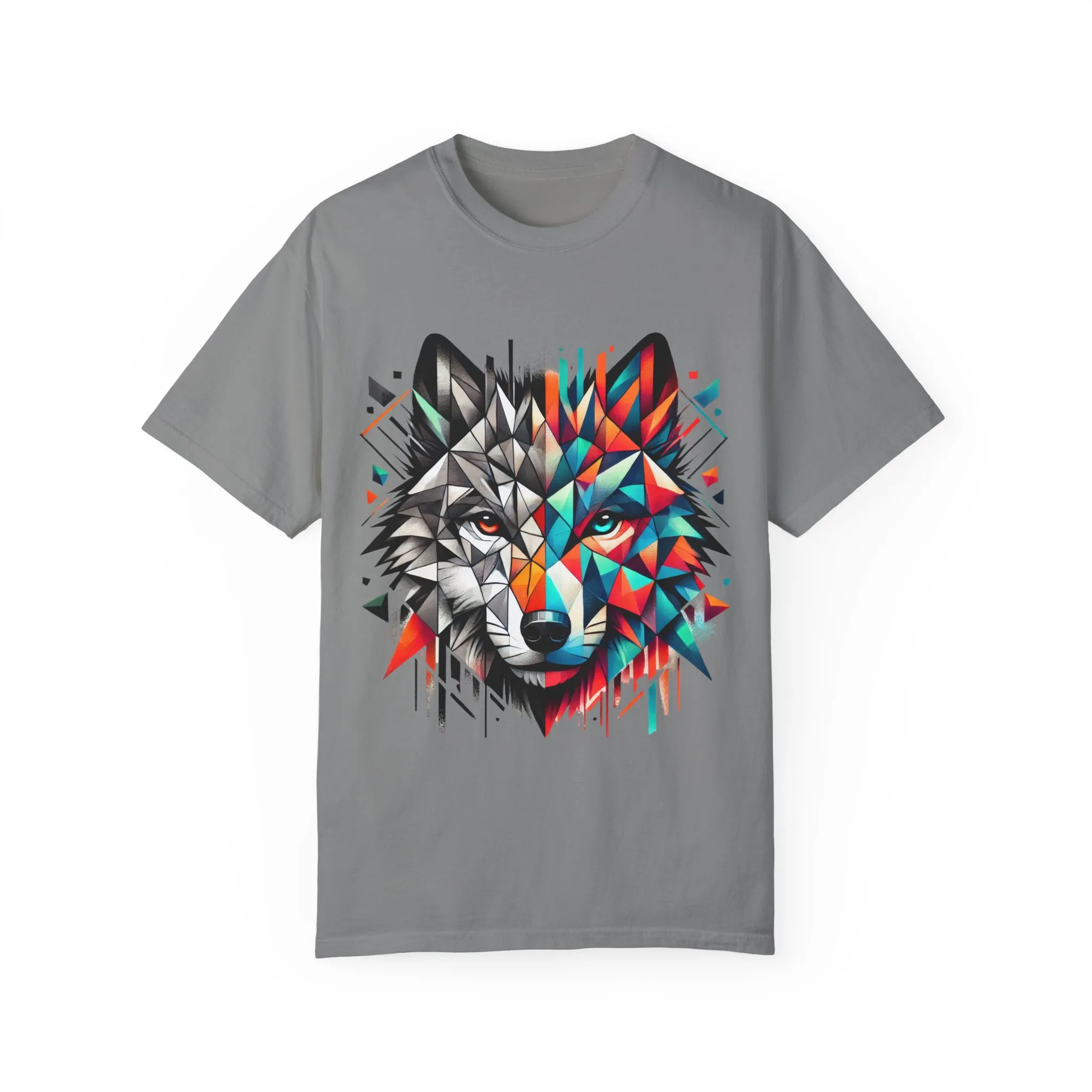 Vibrant Wolf Design Unisex Garment-Dyed T-Shirt - Colorful Art Tee - Image 20