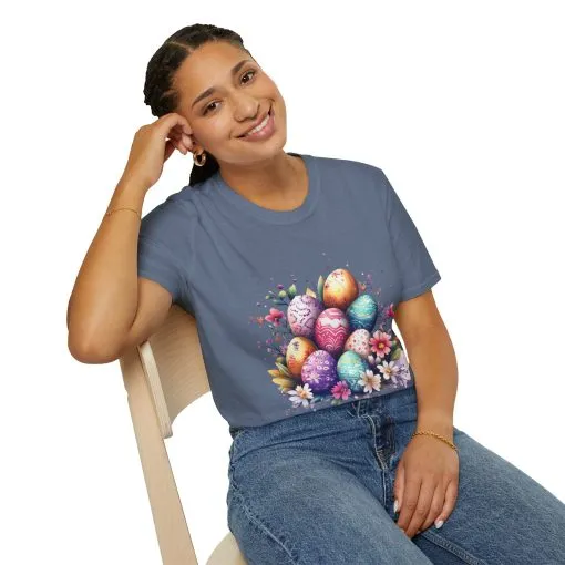 Easter Egg Floral Unisex Softstyle T-Shirt - Vibrant Spring Design - Image 45