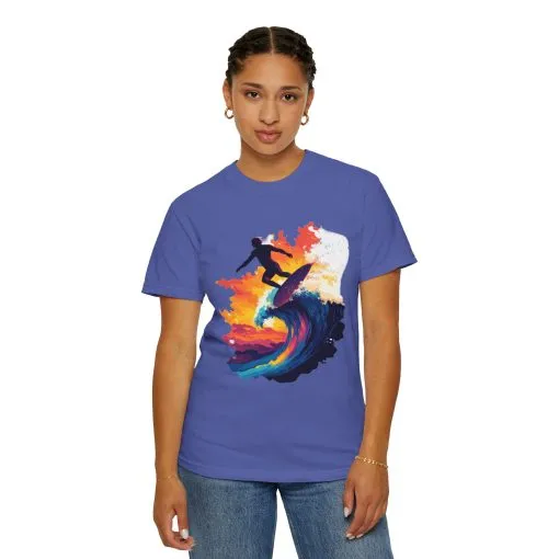 Surfing Sunset Unisex Garment-Dyed T-Shirt - Image 20