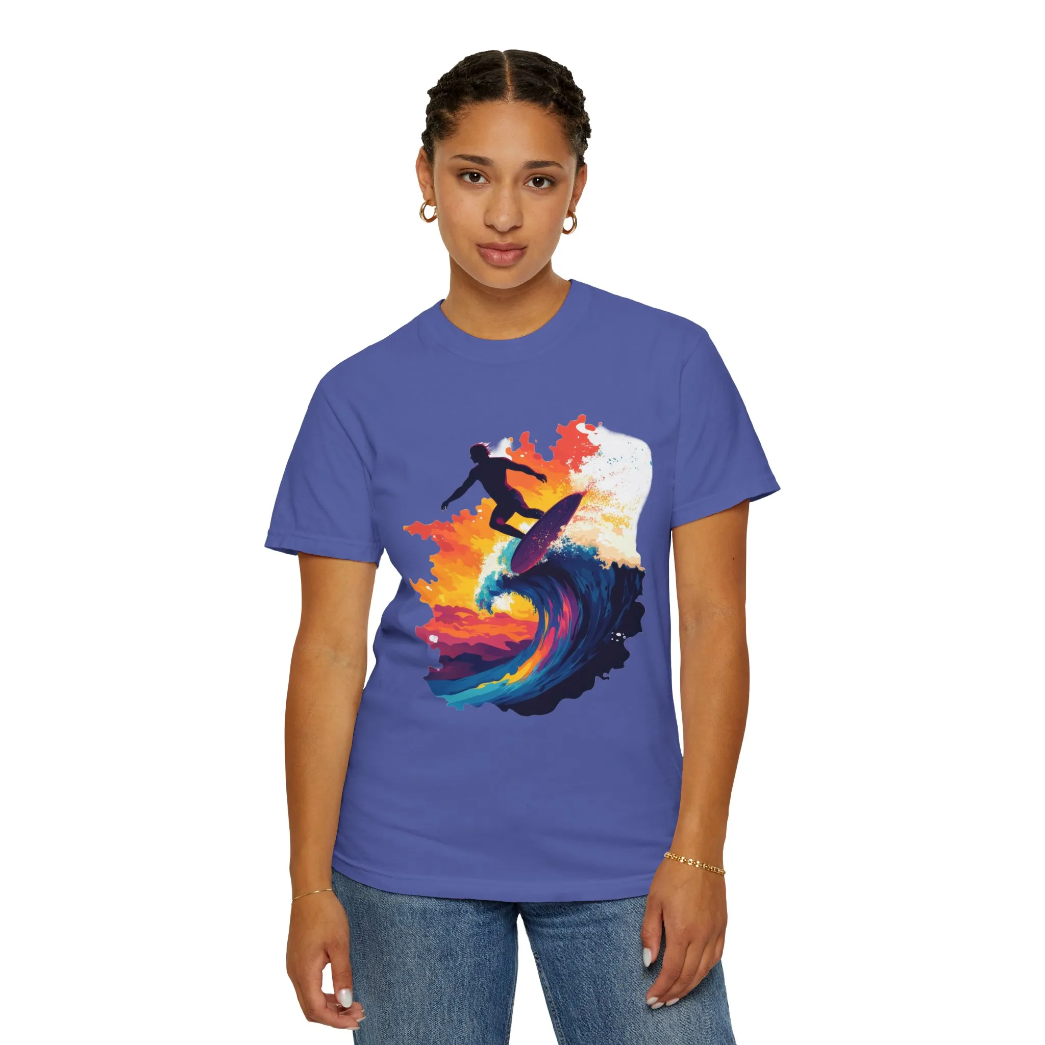 Surfing Sunset Unisex Garment-Dyed T-Shirt - Image 20