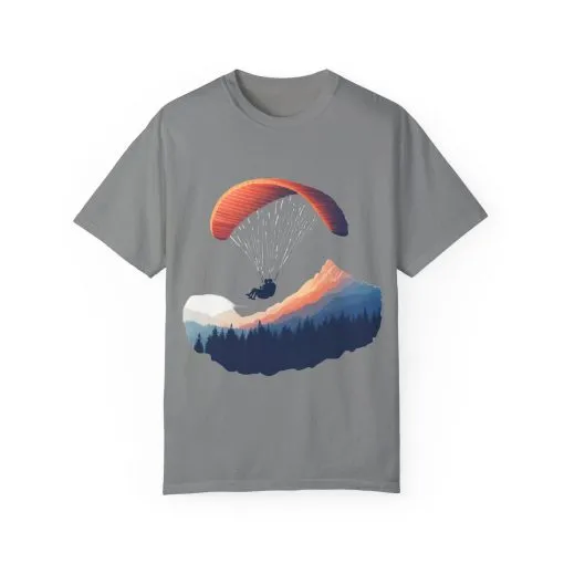Adventure Awaits Unisex Garment-Dyed T-shirt - Paragliding and Mountain Design - Image 33