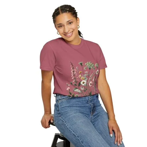 Botanical Print Unisex Garment-Dyed T-Shirt | Eco-Friendly Floral Tee for Nature Lovers - Image 40