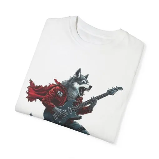 Rockin' Wolf Unisex Garment-Dyed T-Shirt - Perfect for Music Lovers - Image 2