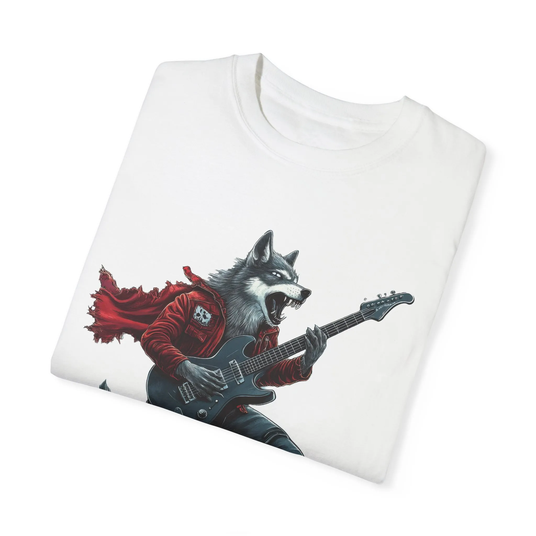 Rockin' Wolf Unisex Garment-Dyed T-Shirt - Perfect for Music Lovers - Image 2