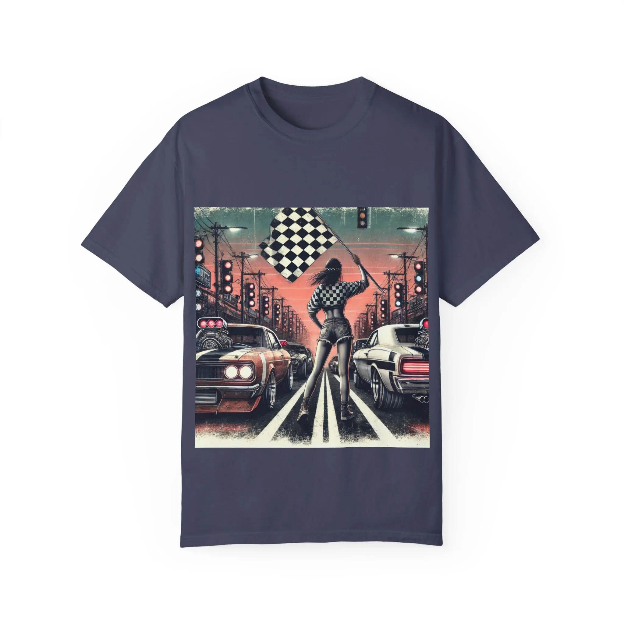 Retro Racing Flag T-Shirt - Unisex Garment-Dyed Tee for Car Enthusiasts - Image 9