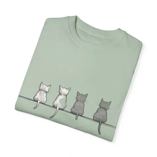 Cute Cat Sitting T-Shirt - Unisex Garment-Dyed Tee for Cat Lovers - Image 14