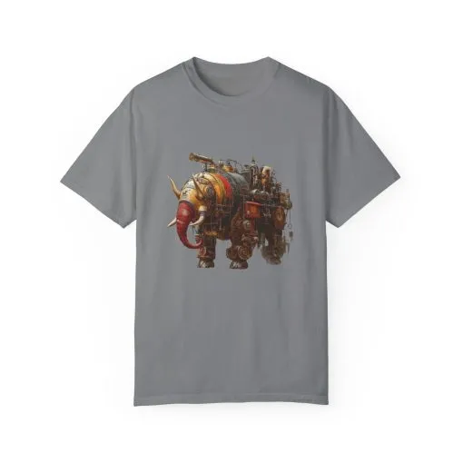 Vintage Steampunk Elephant T-Shirt - Unisex Garment-Dyed Tee - Image 17
