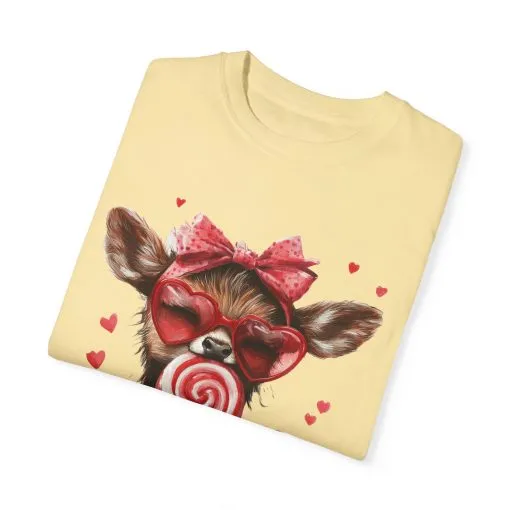Cute Valentine’s Day Deer T-Shirt - Garment-Dyed Unisex Tee with Heart Design - Image 10