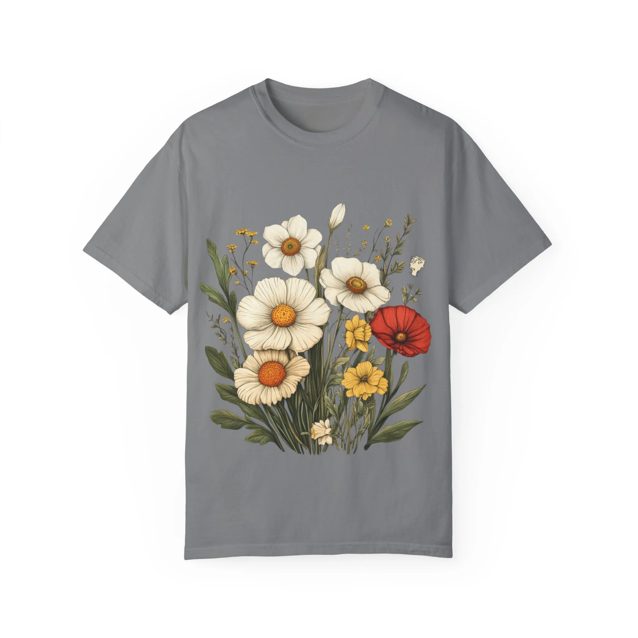 Floral Garden Unisex T-Shirt - Vintage Style Flower Design - Image 2