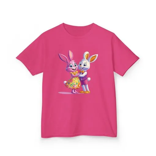 Cute Bunny Love Kids Heavy Cotton Tee - Adorable Cartoon Design for Spring Celebrations - Image 26