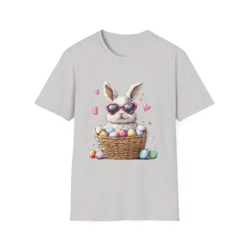 Cute Bunny Easter T-Shirt - Unisex Softstyle Tee with Colorful Egg Design - Image 11