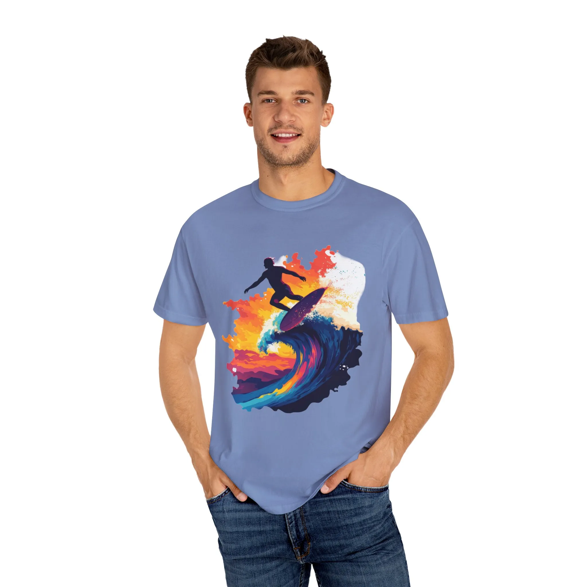 Surfing Sunset Unisex Garment-Dyed T-Shirt - Image 15