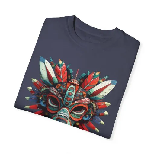 Vibrant Tribal Mask Unisex Garment-Dyed T-Shirt | Unique Festival Fashion - Image 37