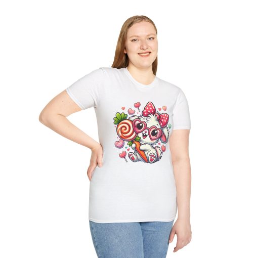 Cute Bunny Love Unisex Softstyle T-Shirt - Perfect for Valentine's Day and Spring Celebrations - Image 9