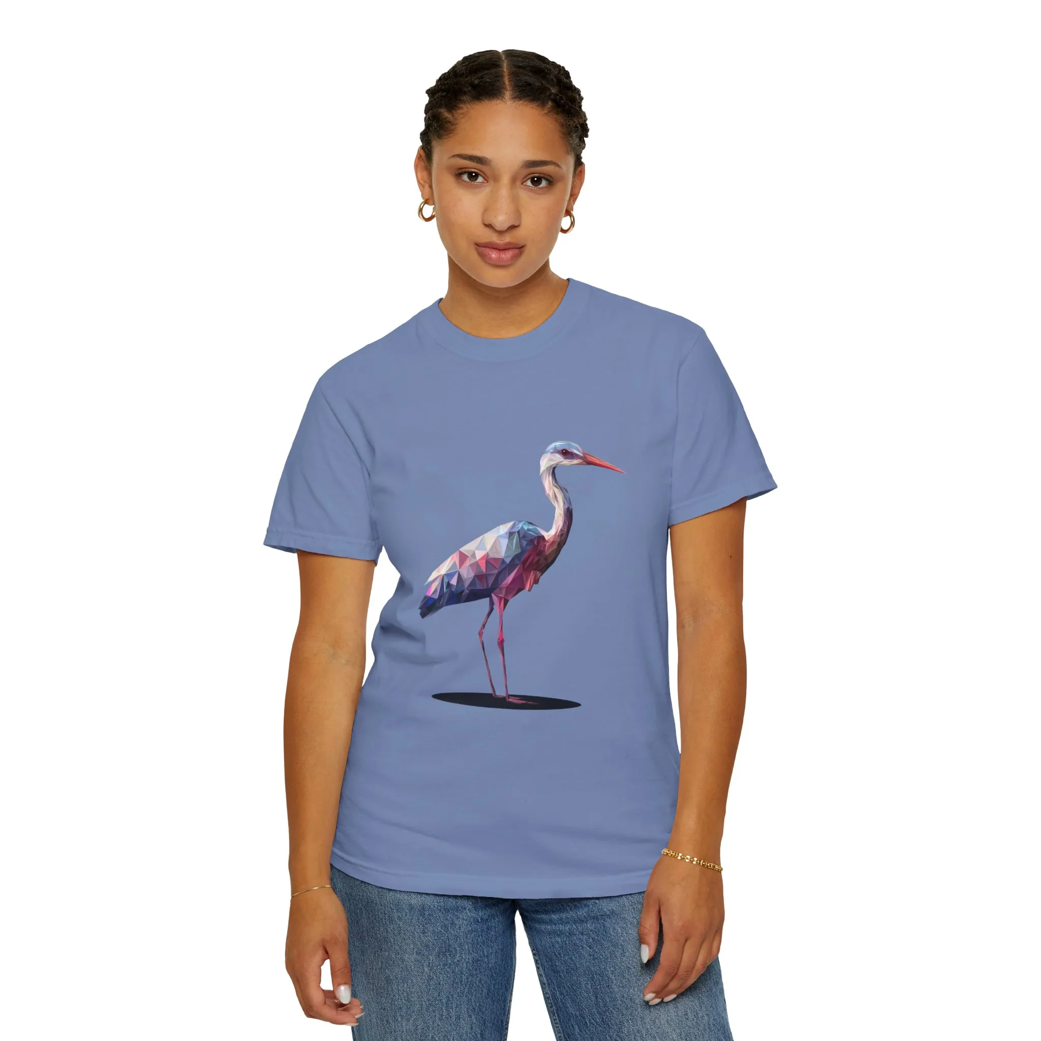 Geo Crane Unisex Garment-Dyed T-Shirt – Stylish Bird Graphic Tee for Nature Lovers - Image 20