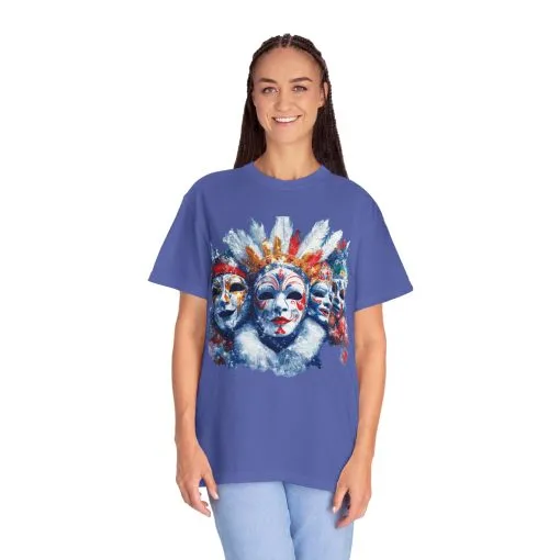 Vibrant Carnival Masks T-Shirt - Unisex Garment-Dyed Tee for Festive Celebrations - Image 15