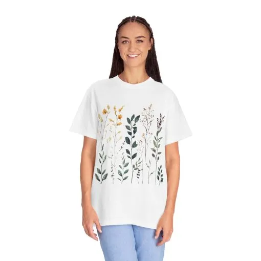 Floral Garden Unisex Garment-Dyed T-Shirt - Nature-Inspired Tee - Image 4