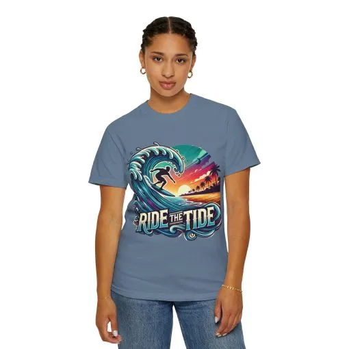 Ride the Tide Unisex Garment-Dyed T-shirt - Surfing Inspired Graphic Tee - Image 20
