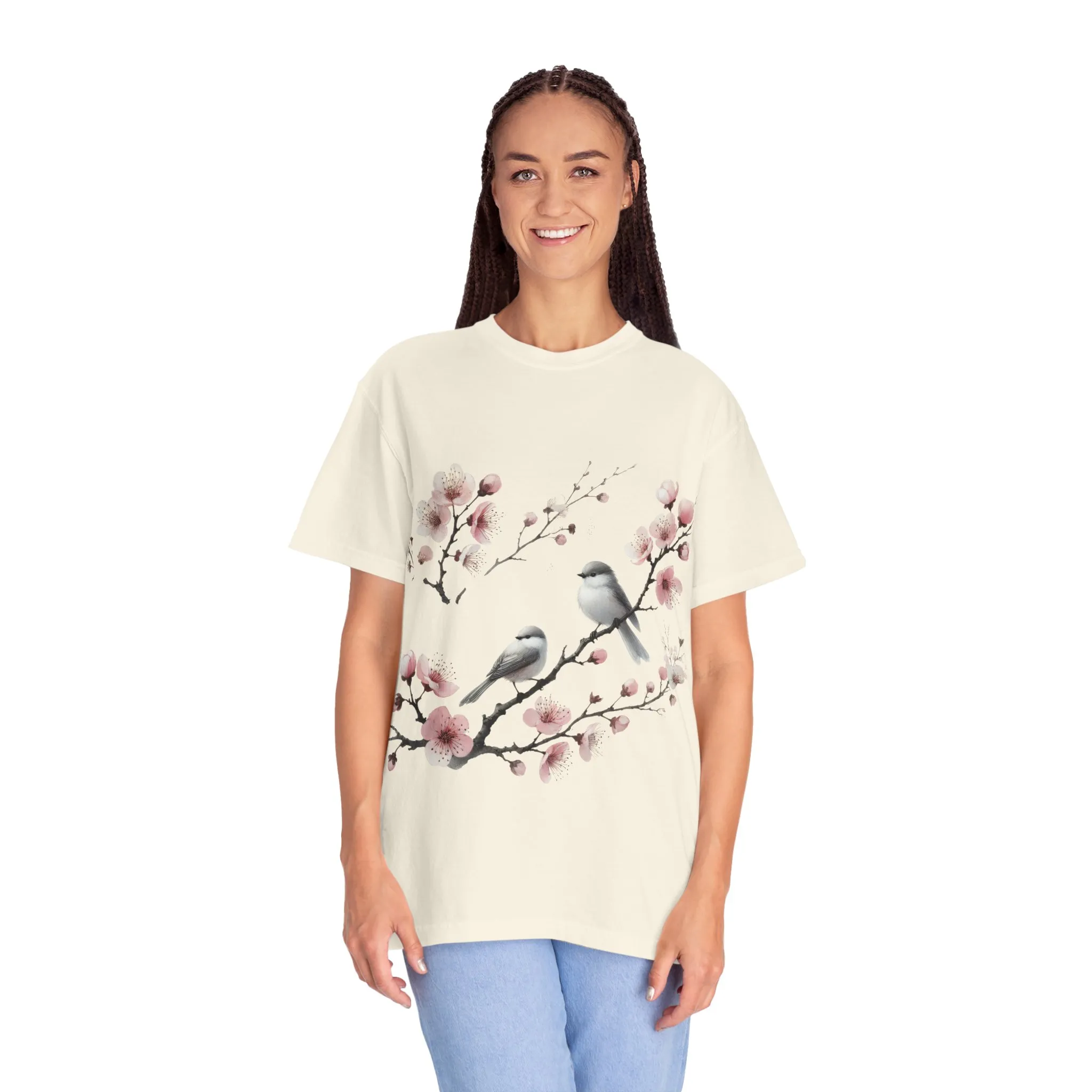 Spring Blossom Unisex T-Shirt - Floral Bird Design - Image 7