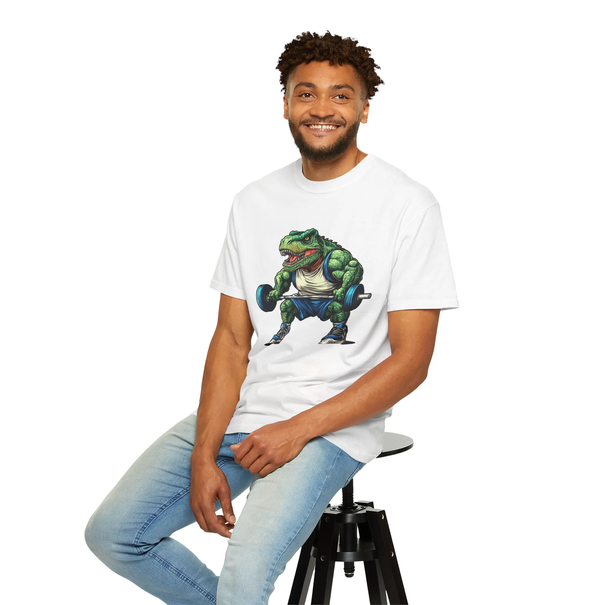 Gym Dinosaur Unisex Garment-Dyed T-Shirt - Fitness Tee for Workout Enthusiasts - Image 5