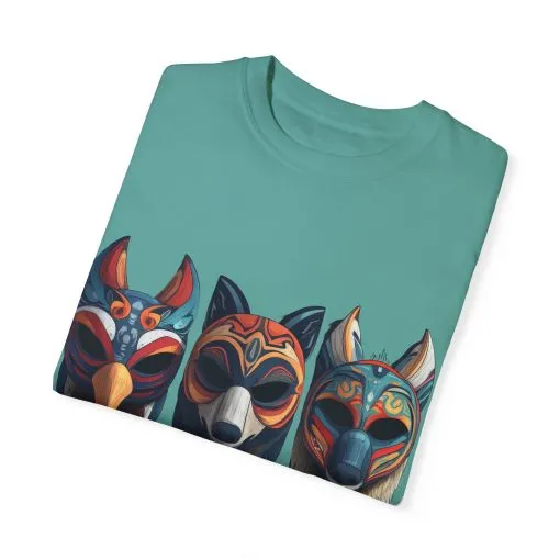 Tribal Mask Unisex Garment-Dyed T-Shirt | Artistic & Colorful Graphic Tee - Image 18