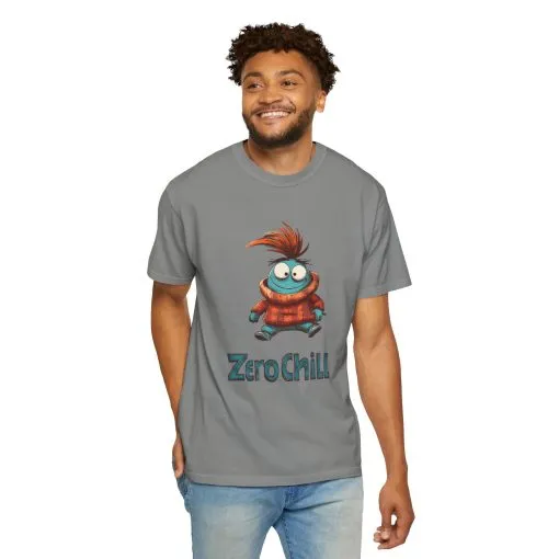 Unisex Garment-Dyed T-Shirt - 'Zero Chill' Fun Character Design - Image 28