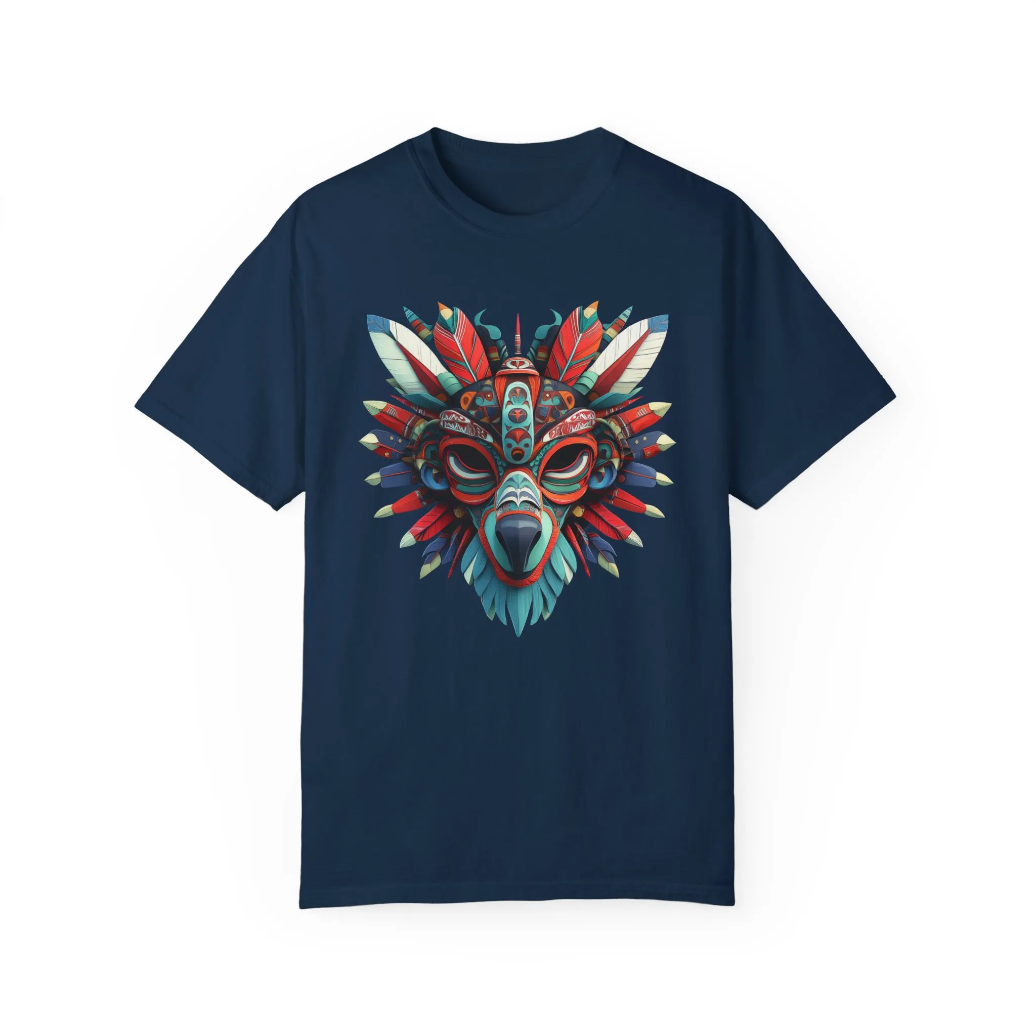 Vibrant Tribal Mask Unisex Garment-Dyed T-Shirt | Unique Festival Fashion - Image 41