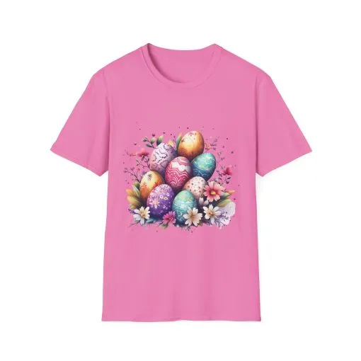 Easter Egg Floral Unisex Softstyle T-Shirt - Vibrant Spring Design - Image 51