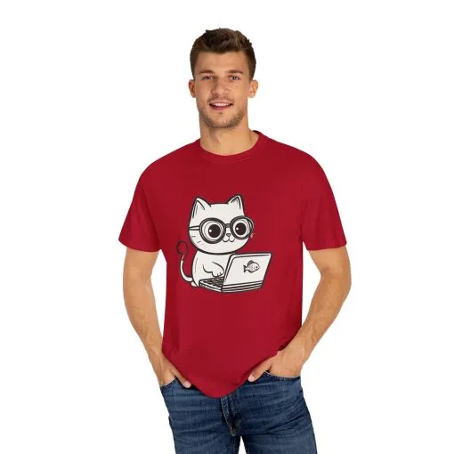 Cute Cat Gamer Unisex Garment-Dyed T-Shirt - Image 43